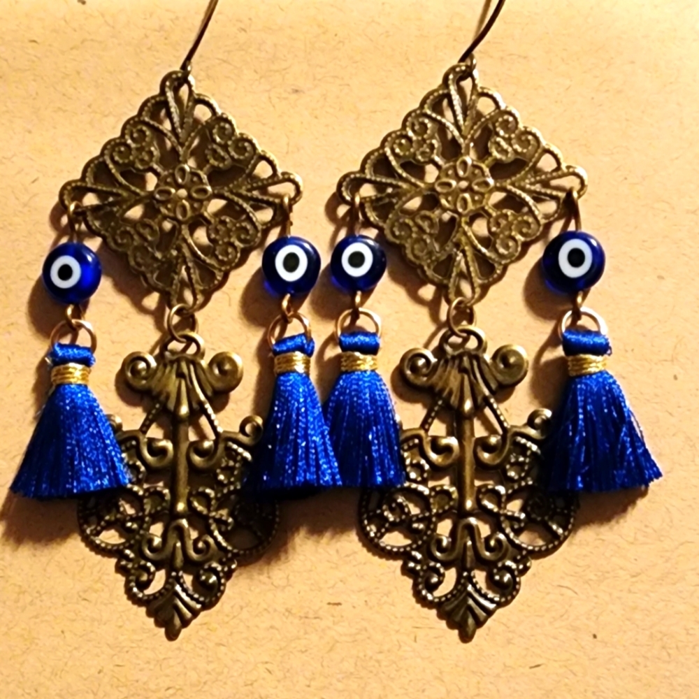 Blue Evil Eye Earrings